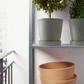 SMULGUBBE Plant pot with saucer, concrete effect, 9 cm