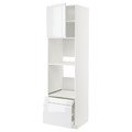 METOD / MAXIMERA Hi cab f ov/combi ov w dr/2 drwrs, white/Voxtorp high-gloss/white, 60x60x220 cm