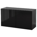 BESTÅ Wall-mounted cabinet combination, black-brown Glassvik/black smoked glass, 120x42x64 cm