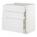 METOD / MAXIMERA Base cabinet with 3 drawers, white/Stensund white, 80x60 cm