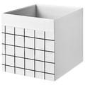 DRÖNA Box, white/check pattern, 33x38x33 cm