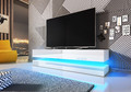 TV Bench with Shelf FLY, white/high-gloss white, LED