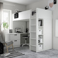 SMÅSTAD Loft bed, white blackboard surface/with desk with 3 drawers, 90x200 cm