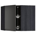 METOD Corner wall cabinet with carousel, black/Upplöv matt anthracite, 68x60 cm