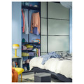 SKYTTA / BOAXEL Reach-in wardrobe with sliding door, black metal/Mehamn light green, 202x65x240 cm