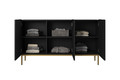 Three-Door Cabinet Nicole 150 cm, matt black/gold legs