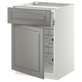 METOD / MAXIMERA Base cab f hob/drawer/2 wire bskts, white/Bodbyn grey, 60x60 cm