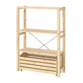 IVAR Shelving unit with storage box, pine, 89x30x124 cm