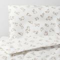 RÖDHAKE Quilt cover/pillowcase for cot, rabbit pattern, white/beige, 110x125/35x55 cm