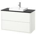 HAVBÄCK / ORRSJÖN Wash-stnd w drawers/wash-basin/tap, white/black marble effect, 102x49x71 cm