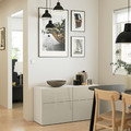 BESTÅ Storage combination with doors/drawers, white/Selsviken high-gloss beige, 120x42x65 cm