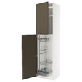 METOD High cabinet with cleaning interior, white/Havstorp brown-beige, 60x60x240 cm