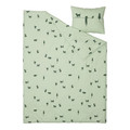 BARNDRÖM Duvet cover and pillowcase, cat pattern, green, 150x200/50x60 cm