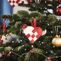 VINTERFINT Tree ornament, heart-shaped red/white