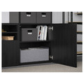 BESTÅ TV storage combination/glass doors, black-brown/Lappviken black-brown clear glass, 300x42x231 cm