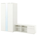 VIHALS Wardrobe and bench combination, white, 251x57x200 cm
