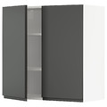 METOD Wall cabinet with shelves/2 doors, white/Voxtorp dark grey, 80x80 cm