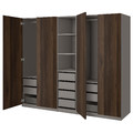 PAX / STORKLINTA Wardrobe combination, dark grey/dark brown stained oak effect, 250x58x201 cm