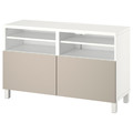 BESTÅ TV bench with doors, white/Lappviken/Stubbarp light grey/beige, 120x42x74 cm