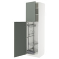 METOD High cabinet with cleaning interior, white/Nickebo matt grey-green, 60x60x220 cm