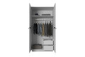 Wardrobe Nicole with Drawer Unit 100 cm, matt white, black handles