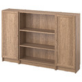 BILLY / OXBERG Bookcase combination with doors, oak effect, 160x106 cm