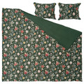 NÄSSELKLOCKA Duvet cover and 2 pillowcases, dark grey-green/multicolour, 200x200/50x60 cm