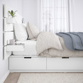 NORDLI Bed frame w storage and headboard, white, 140x200 cm
