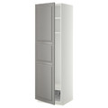 METOD High cabinet w shelves/wire basket, white/Bodbyn grey, 60x60x200 cm