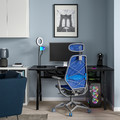 UTESPELARE / STYRSPEL Gaming desk and chair, black blue/light grey