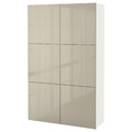 BESTÅ Storage combination with doors, white, Selsviken high-gloss beige, 120x40x192 cm