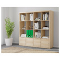 KALLAX Shelving unit with 4 inserts, white stained oak effect, 147x147 cm