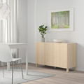 BESTÅ Storage combination with doors, white stained oak effect, Lappviken white stained oak effect, 120x40x74 cm