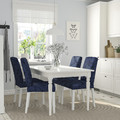 INGATORP / BERGMUND Table and 4 chairs, white/white Kvillsfors dark blue/blue, 155/215 cm