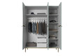 Wardrobe Nicole with Drawer Unit 150 cm, sage, gold handles and legs