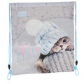 Drawstring Bag School Shoes/Clothes Bag Kitty Blue