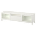 BESTÅ TV bench, white/Lappviken/Stubbarp white clear glass, 180x42x48 cm