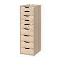 ALEX Drawer unit with 9 drawers, white stained/oak effect, 36x116 cm