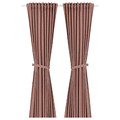 LENDA Curtains with tie-backs, 1 pair, brown-red, 140x300 cm