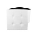 Pouffe with Storage Intesi Velse, faux leather, white