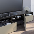 BESTÅ TV bench, black-brown, Selsviken high-gloss/beige, 180x42x39 cm