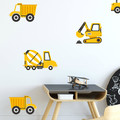 Wall Sticker Set - Construction Vehicles Yellow