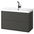 HAVBÄCK / ORRSJÖN Wash-stnd w drawers/wash-basin/tap, dark grey, 102x49x69 cm