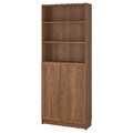 BILLY / OXBERG Bookcase with doors, brown walnut effect, 80x30x202 cm