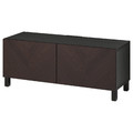 BESTÅ TV bench with doors, black-brown Hedeviken/Stubbarp/dark brown stained oak veneer, 120x42x48 cm