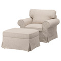 EKTORP Armchair and footstool, Kilanda light beige