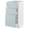 METOD / MAXIMERA Base cabinet with 3 drawers, white/Kallarp light grey-blue, 40x37 cm