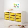 TROFAST Storage combination with boxes, white, yellow, 99x44x56 cm