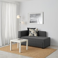 BYGGET Sofa bed/Chaise longue, Knisa dark grey, with storage