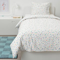 MÖJLIGHET Quilt cover and pillowcase, white, patterned, 150x200/50x60 cm